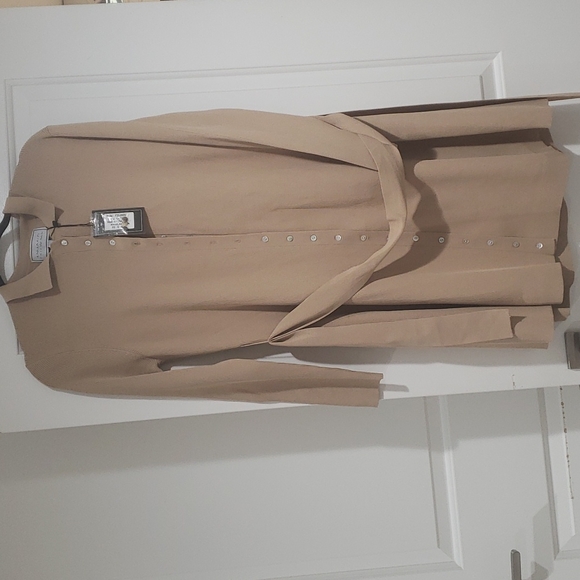 Apparalel Ribbed Knit Button Down Dress in Latte - Picture 7 of 7